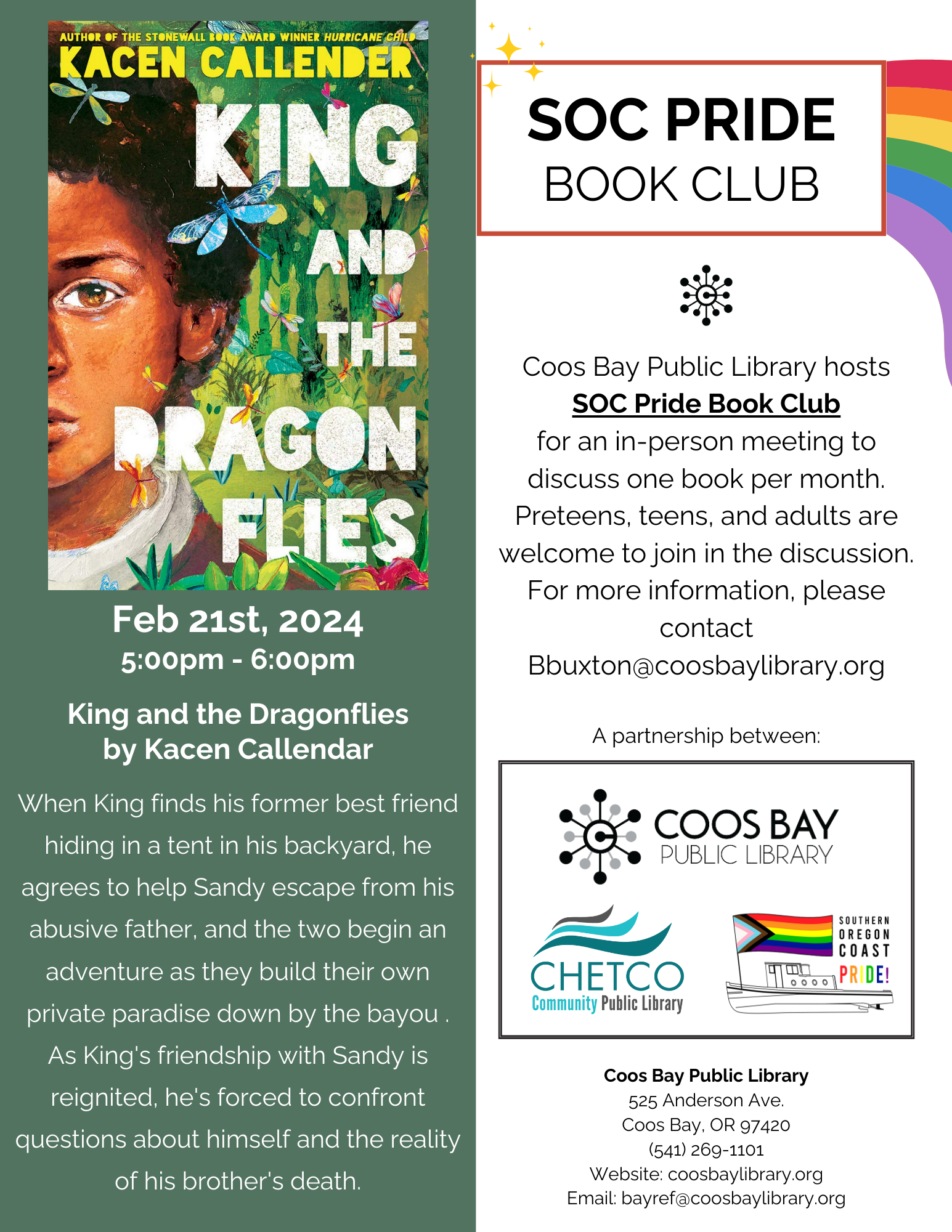 King and the Dragonflies book cover and flyer