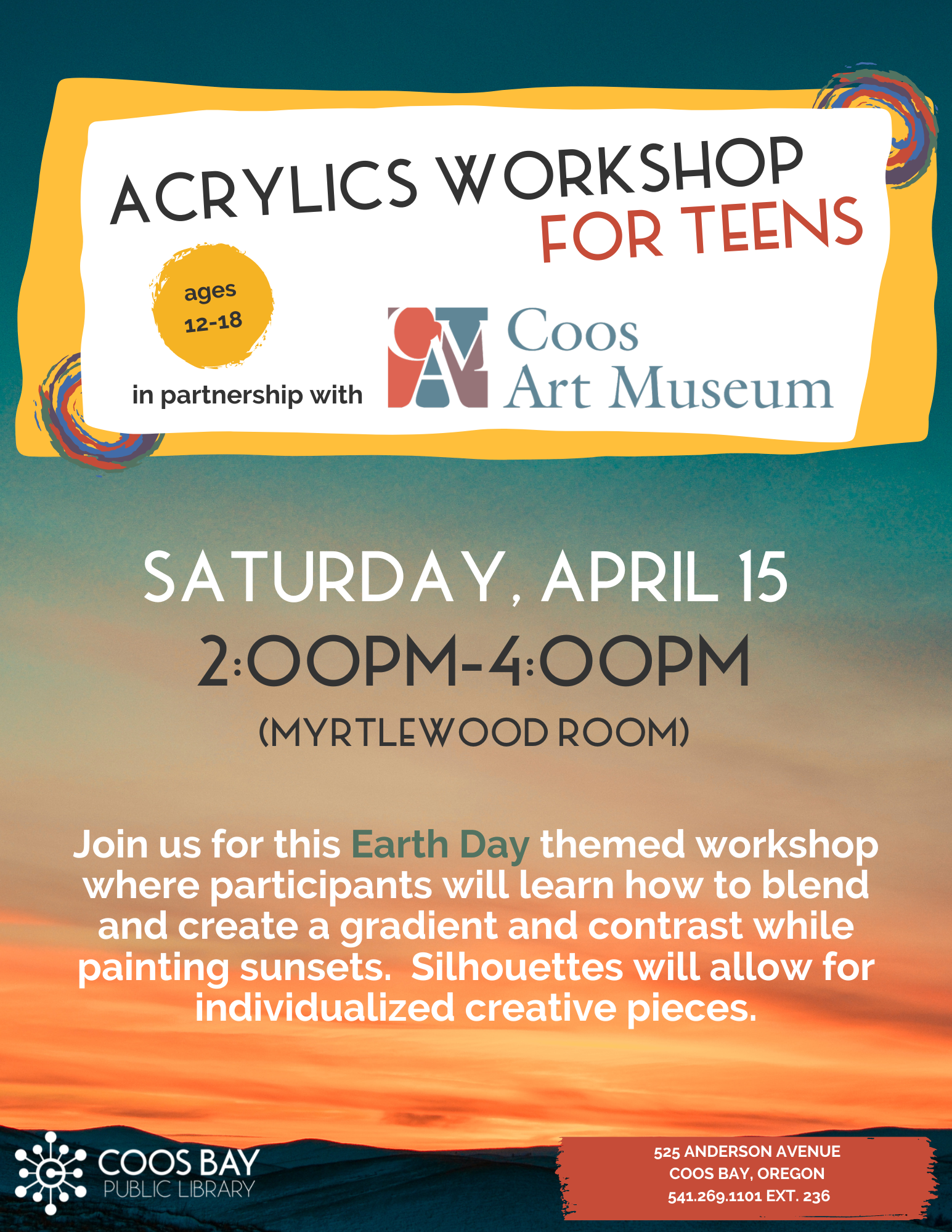 Flyer for acrylics workshop for teens