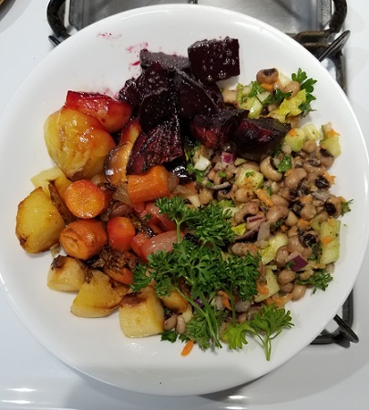 Pic of Linda's Hopping John Salad w/vegetables on plate