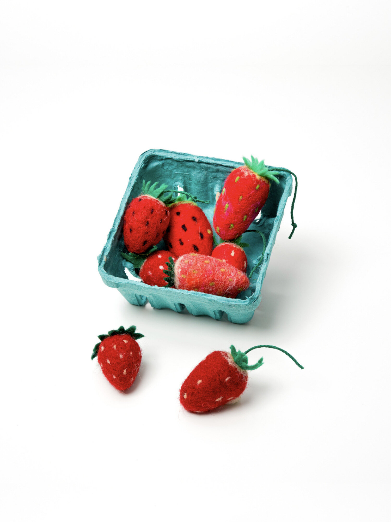 Needle felted basket of strawberries by PenFelt Studio