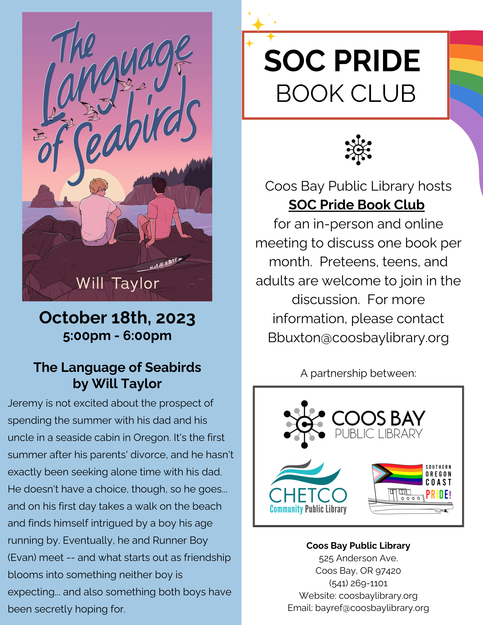 October SOC Pride Book Club Flyer