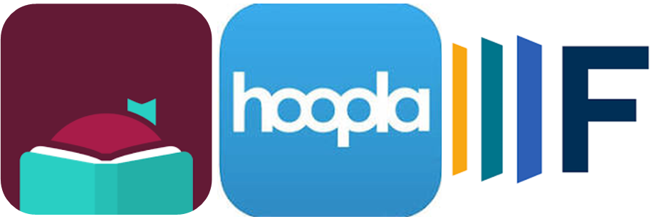 App logos for libby, hoopla, and flipster