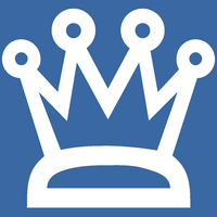 Escel Easy logo, white crown on blue background