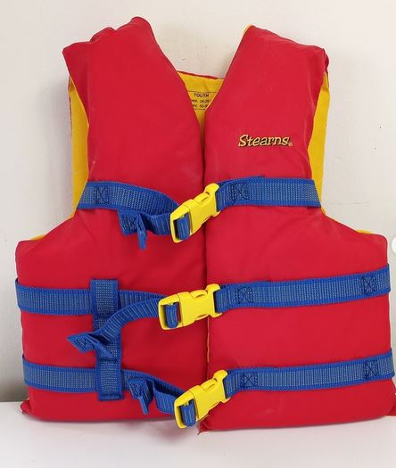 Red youth ski life jacket