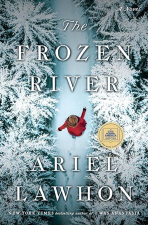 Frozen River cover depicting woman walking on frozen river from above