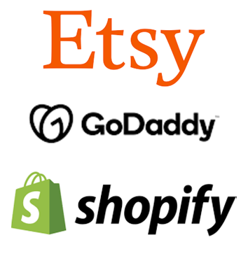 Etsy, GoDaddy, and shopify logos