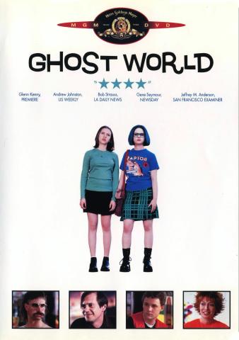 The Cover to Ghost World. A white page with the title at the top, under that are the two stars, two women facing front.