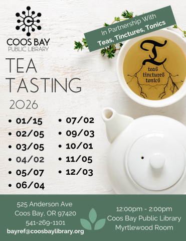 2026 Tea Tasting flyer with tea and teapot.