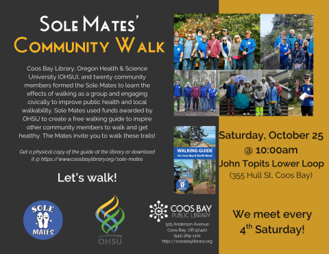 Flyer for program with pics of Sole Mates at parks and event details