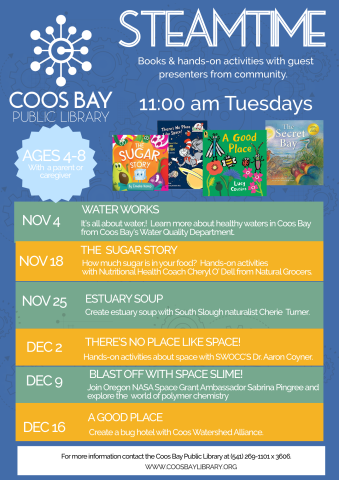 STEAMTIME TUESDAYS AT 11AM FOR 4-8 YEAR OLDS