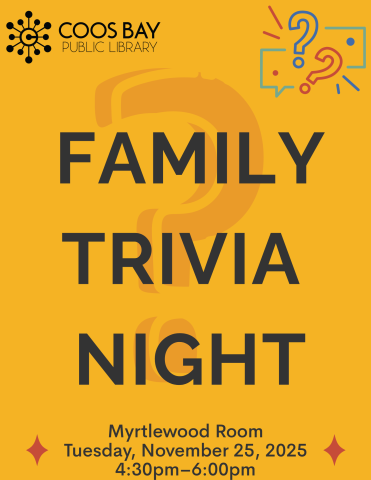 Family Trivia Night Flyer, Tuesday, November 25, 2025 4:30pm–6:00pm