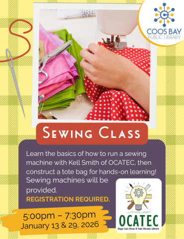 Sewing Class quarter sheet with dates for January 2026