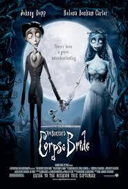 February 4th, 5:30pm - Corpse Bride(2005) Rated PG. The picture is the movie poster. Everything is claymation. There is a full moon taking up most of the background. In the foreground a tall thin man in a suit stands facing front and holding the skeletal hand of a reanimated woman who is at he right of the cover, also facing front.between them, slightly further back, is a dog made of bones.