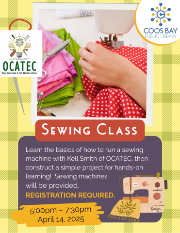 Sewing Class quarter sheet with dates for April 2026
