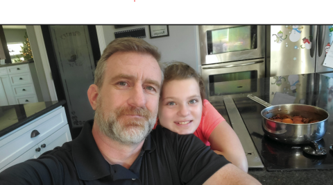 Pic of Sam & Alex in their kitchen