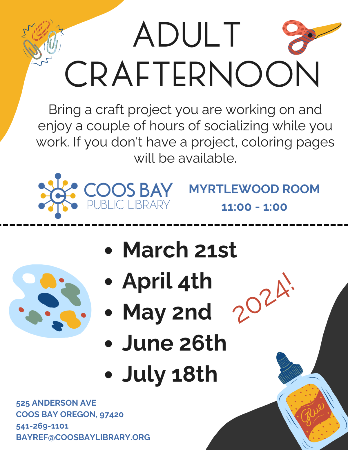 Adult Crafternoon Calendar