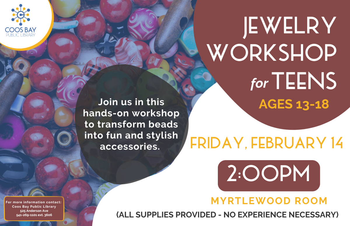 flyer with details of jewelry workshop invitation for teens aged 13-18
