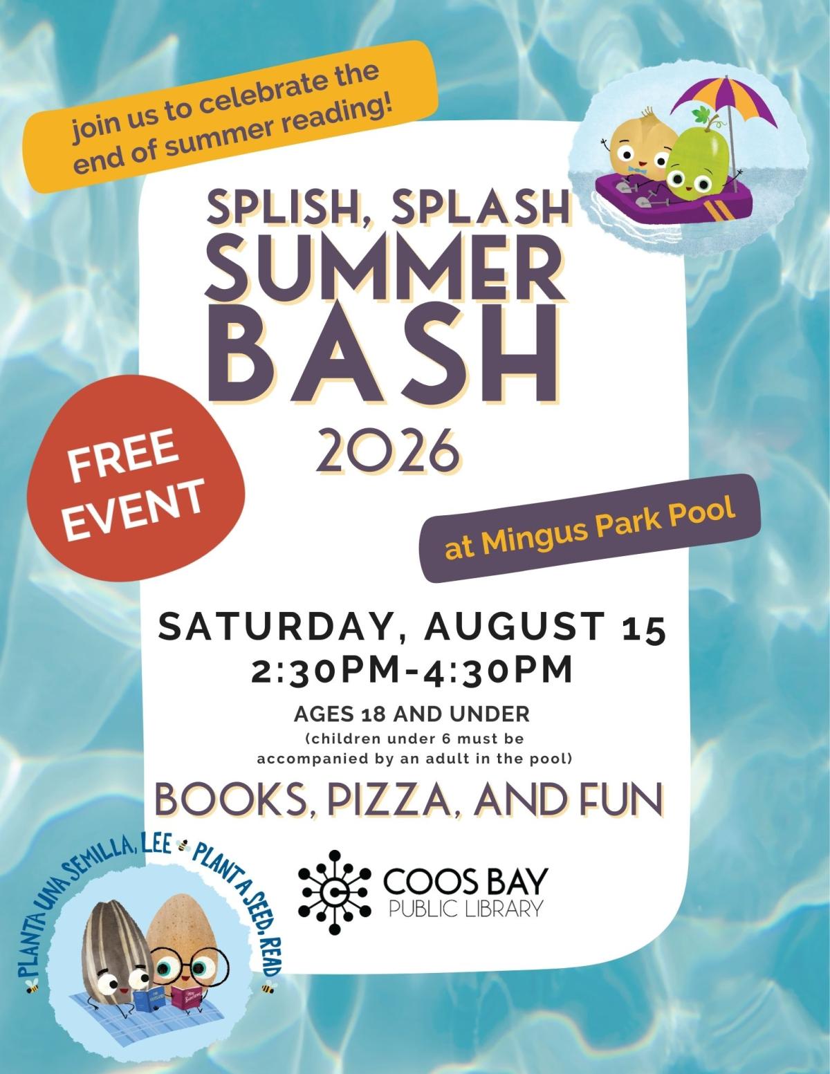 Summer Reading Pool Party: Saturday, August 15, 2:30pm