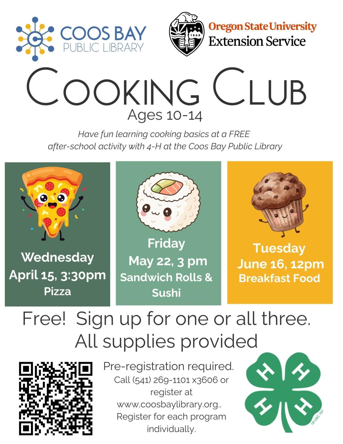 2026 Cooking Club for Tweens 10-14 