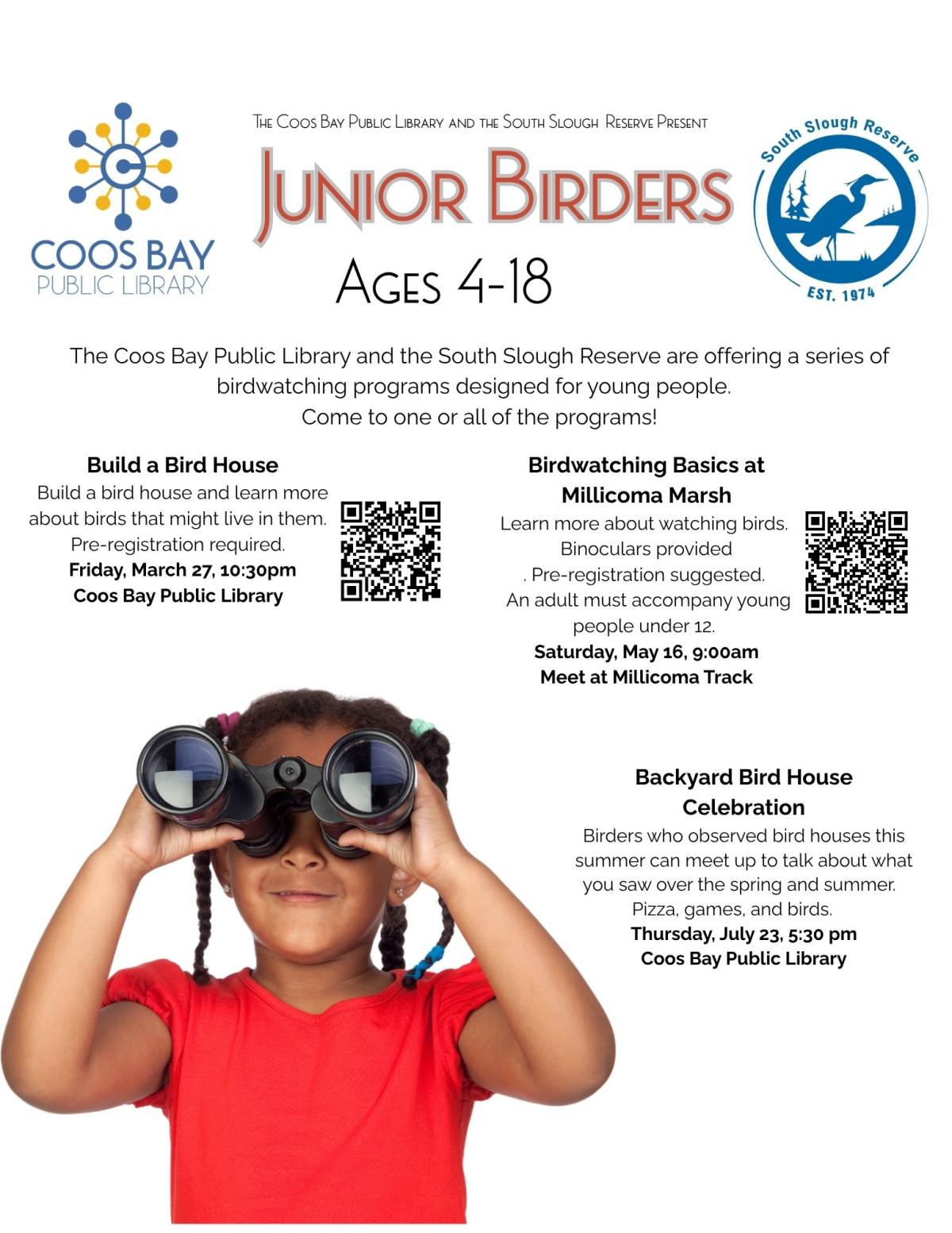 Jr. Birders 9:00am Millicoma Marsh May 16 with South Slough Reserve