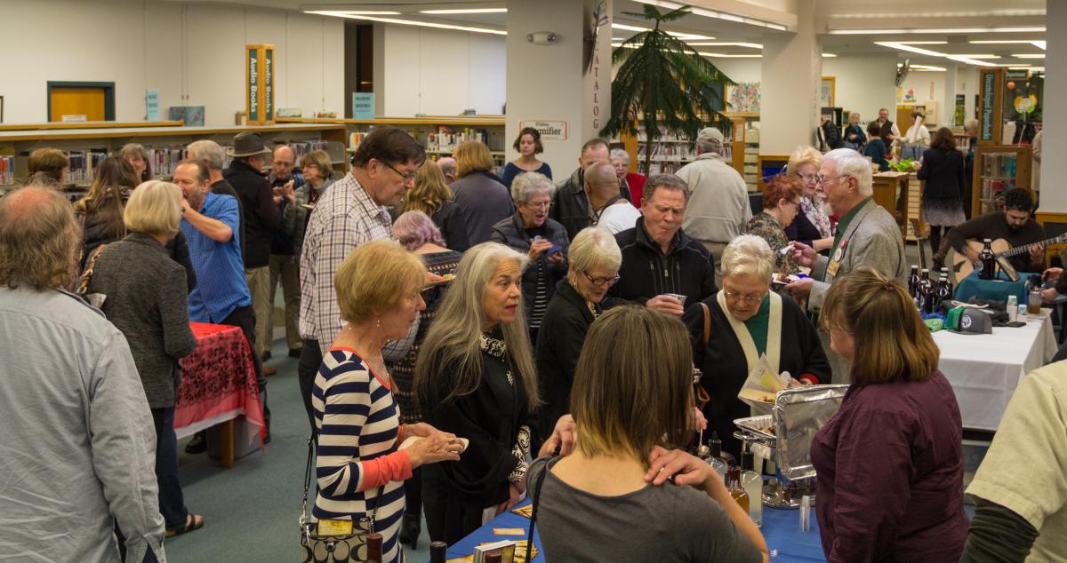 people at library fundraiser